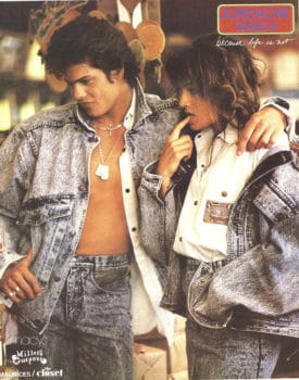 80s fashion acid wash jeans